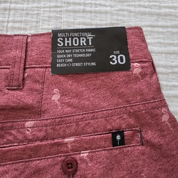 Mens Multi-Functional Beach Shorts Flamingo Chambray Size 30 NWTS - Picture 6 of 10